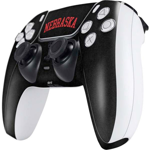 University of Nebraska Collegiate Text Black PS5 Controller Skin